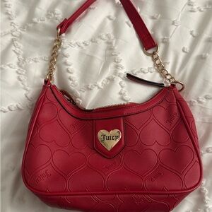 Juicy Couture Red Heart Pattern Shoulder Bag
